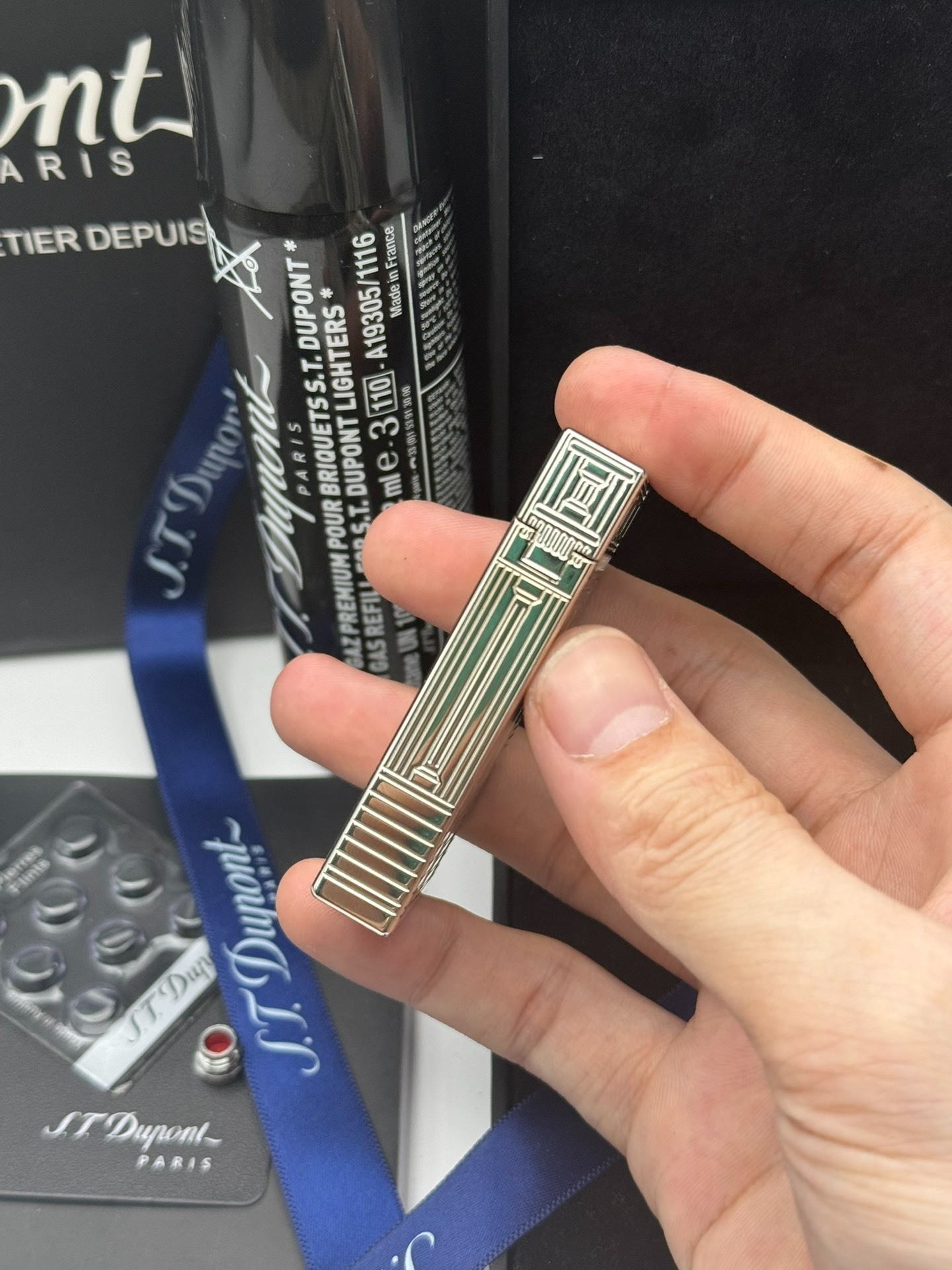 ST Dupont Ligne 2 Dual Flame Vendôme Column Limited Edition Brass Lighter