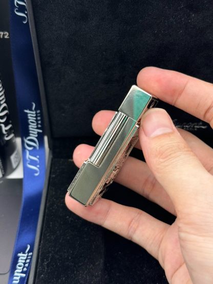 ST Dupont Ligne 2 Athena Relief Lacquer Double Flame Lighter Silver Limited Edition