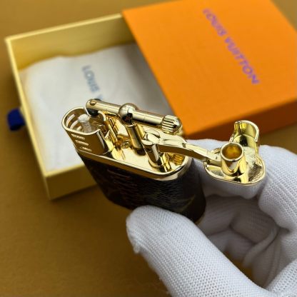 Vintage Kerosene Lighter – Brass Body Monogram Leather Stitch Design