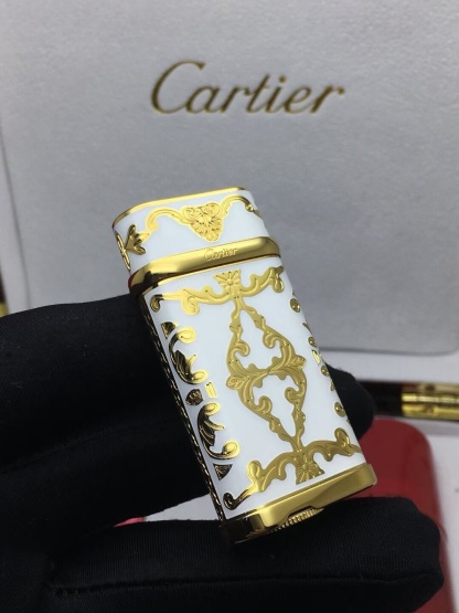 Cartier Lighter White & Gold Vintage Baroque Scroll Edition