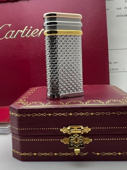 Cartier Lighter Silver Diamond-Pattern with Gold Accent