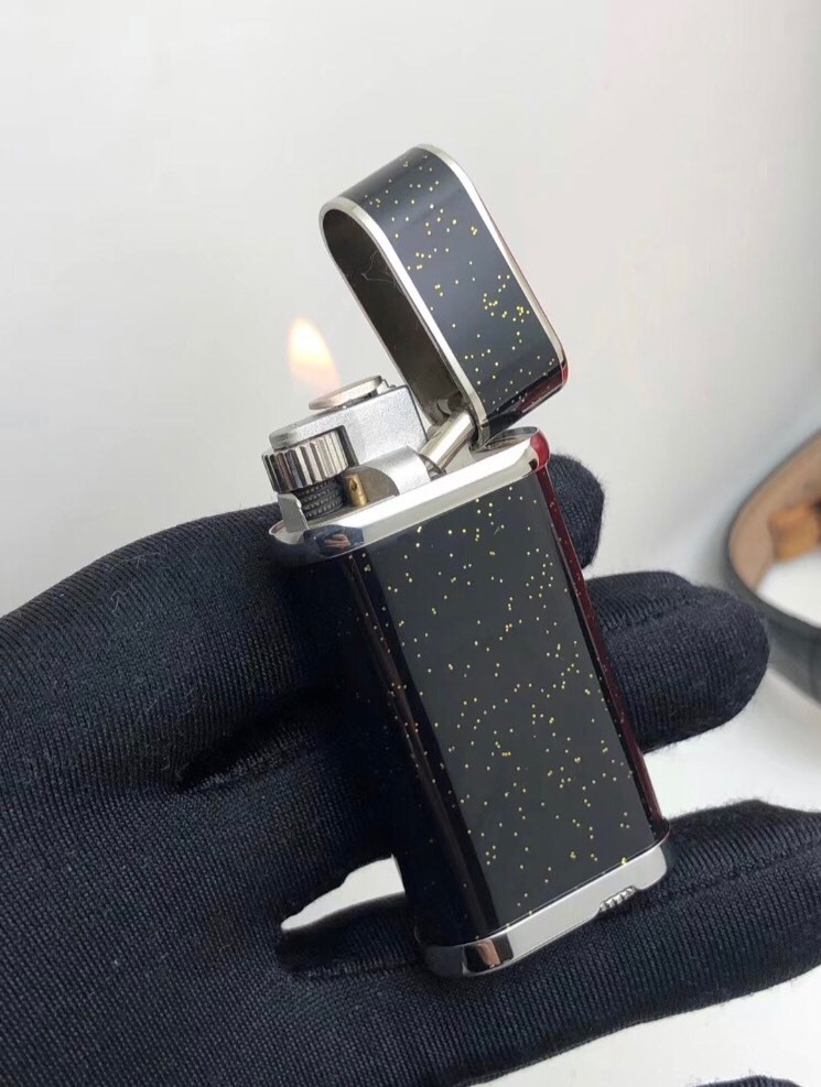 Cartier Lighter Deep Black Lacquer with Silver Dust Sparkle Edition