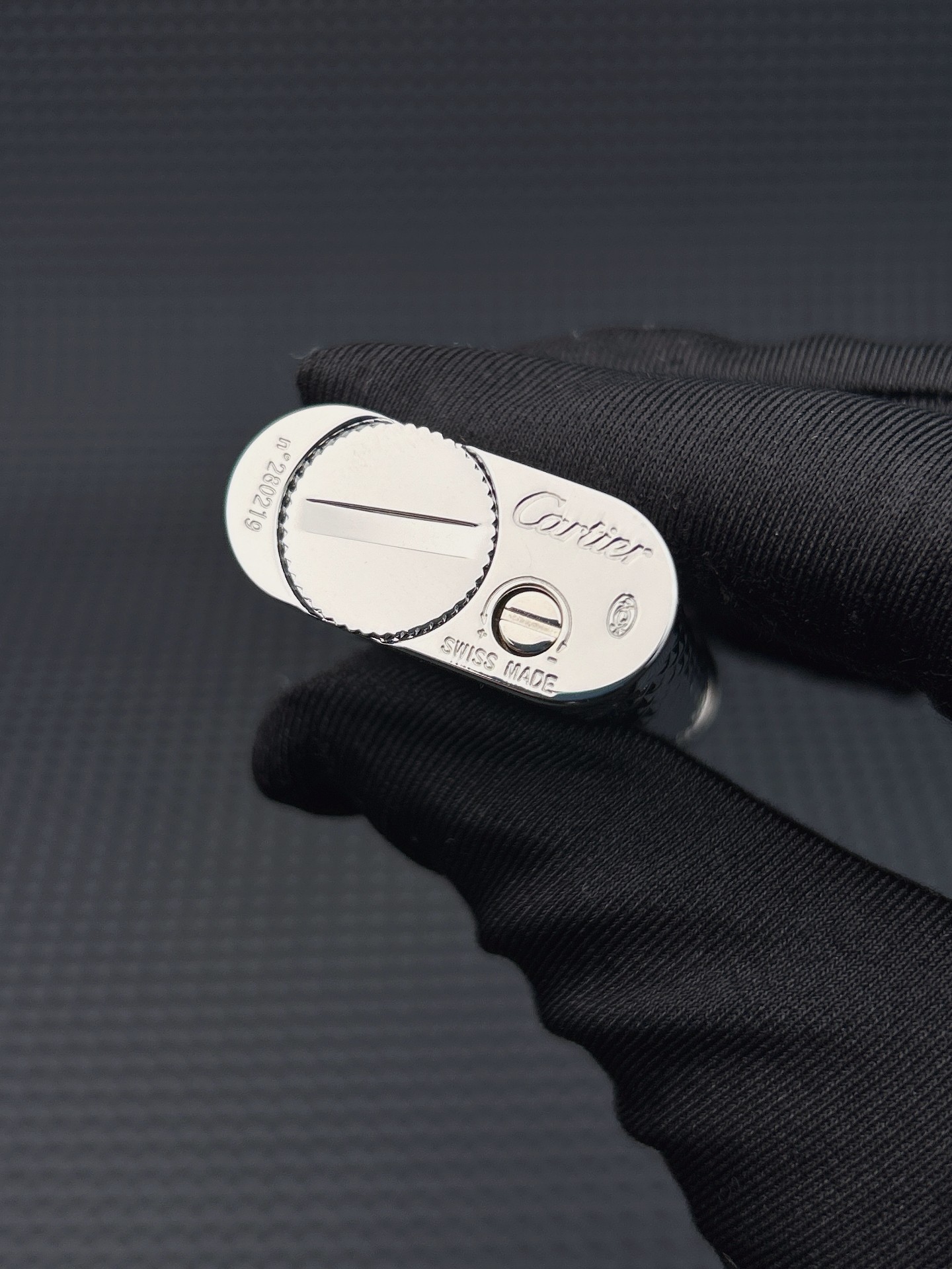 Cartier Lighter Silver Diamond Guilloche Edition With Gift Box