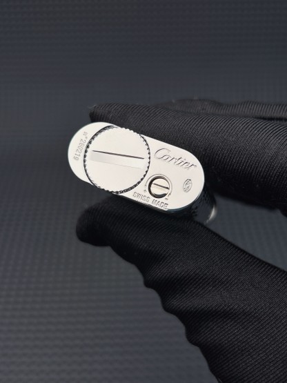 Cartier Lighter Silver Diamond Guilloche Edition With Gift Box