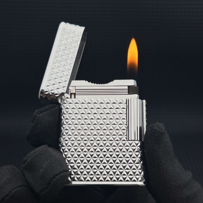 ST Dupont L1 Small Size Silver Sunburst Guilloche Lighter With Gift Box