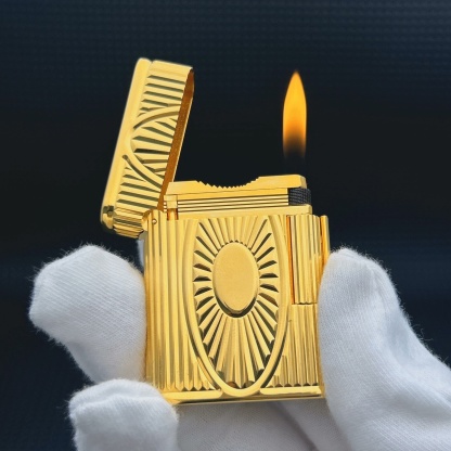 ST Dupont L1 Small Size Gold Eye of the Sun Lighter With Gift Box
