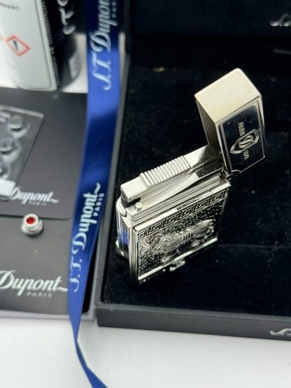 ST Dupont Ligne 2 Athena Relief Lacquer Double Flame Lighter Silver Limited Edition