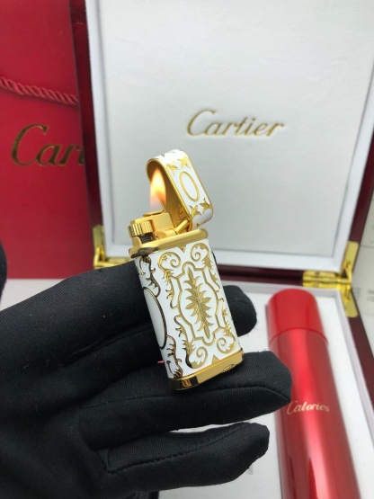 Cartier Lighter White & Gold Baroque Scrollwork Edition