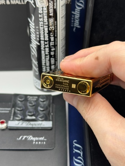 ST Dupont French Court Black & Red Enamel Gold Lighter