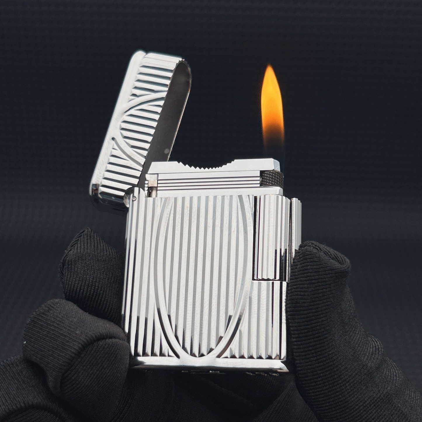 ST Dupont L1 Small Size Silver S.T. Dupont × S.T. Soubrenie Collaboration Lighter With Gift Box