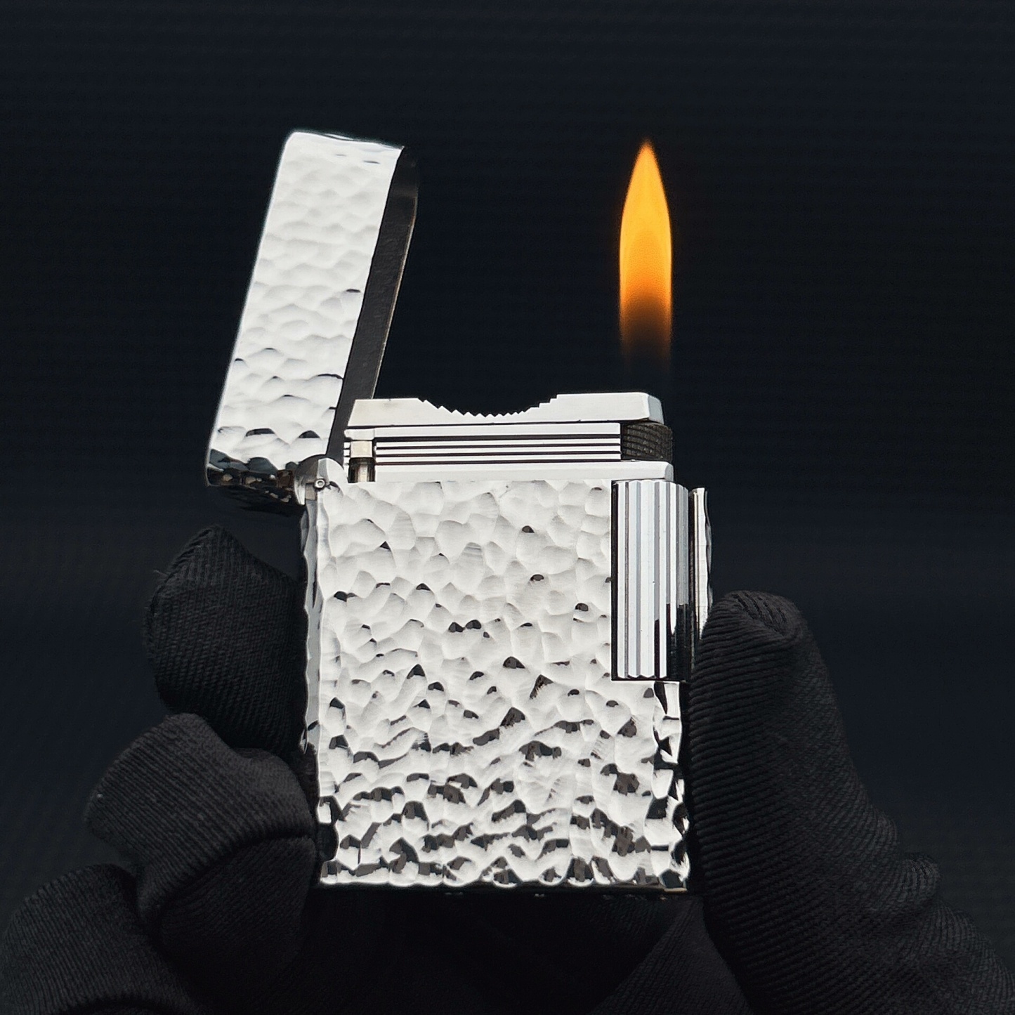 ST Dupont L1 Small Size Silver Meteor Hammered Finish Lighter With Gift Box