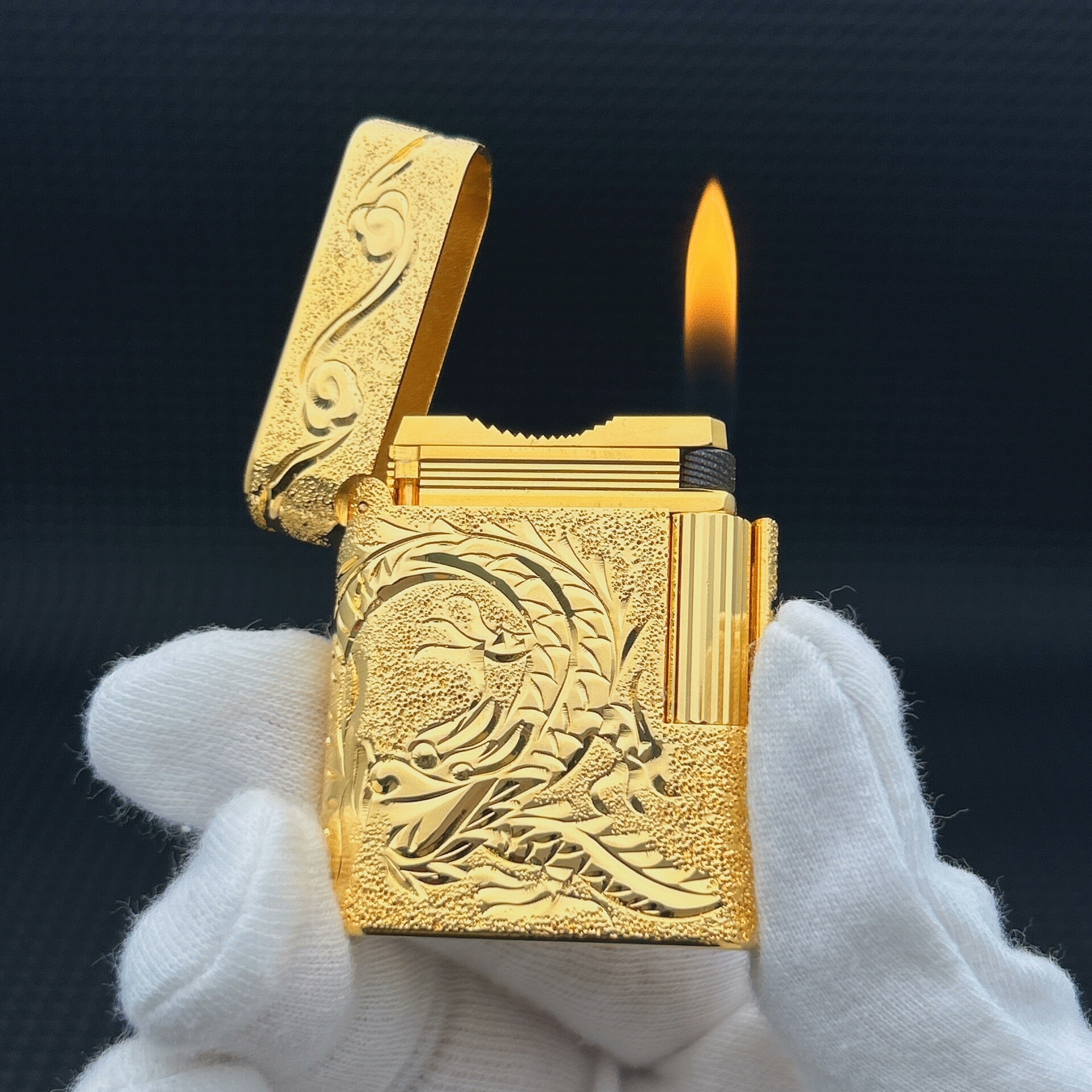 ST Dupont L1 Small Size Gold Dragon & Phoenix Prosperity Edition Lighter With Gift Box