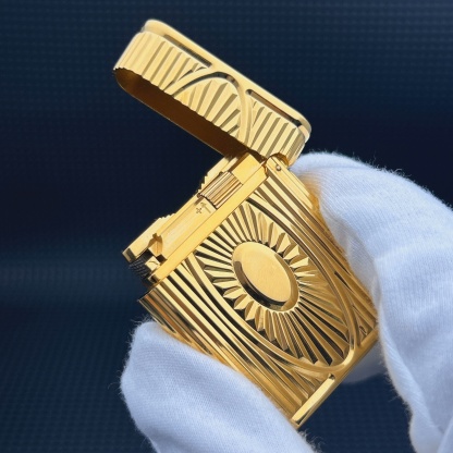 ST Dupont L1 Small Size Gold Eye of the Sun Lighter With Gift Box