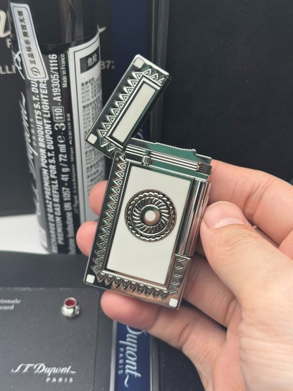 S.T. Dupont Limited Edition Shaman L2 Lighter Luxury Loud Sound Brass Torch Lighter Silver