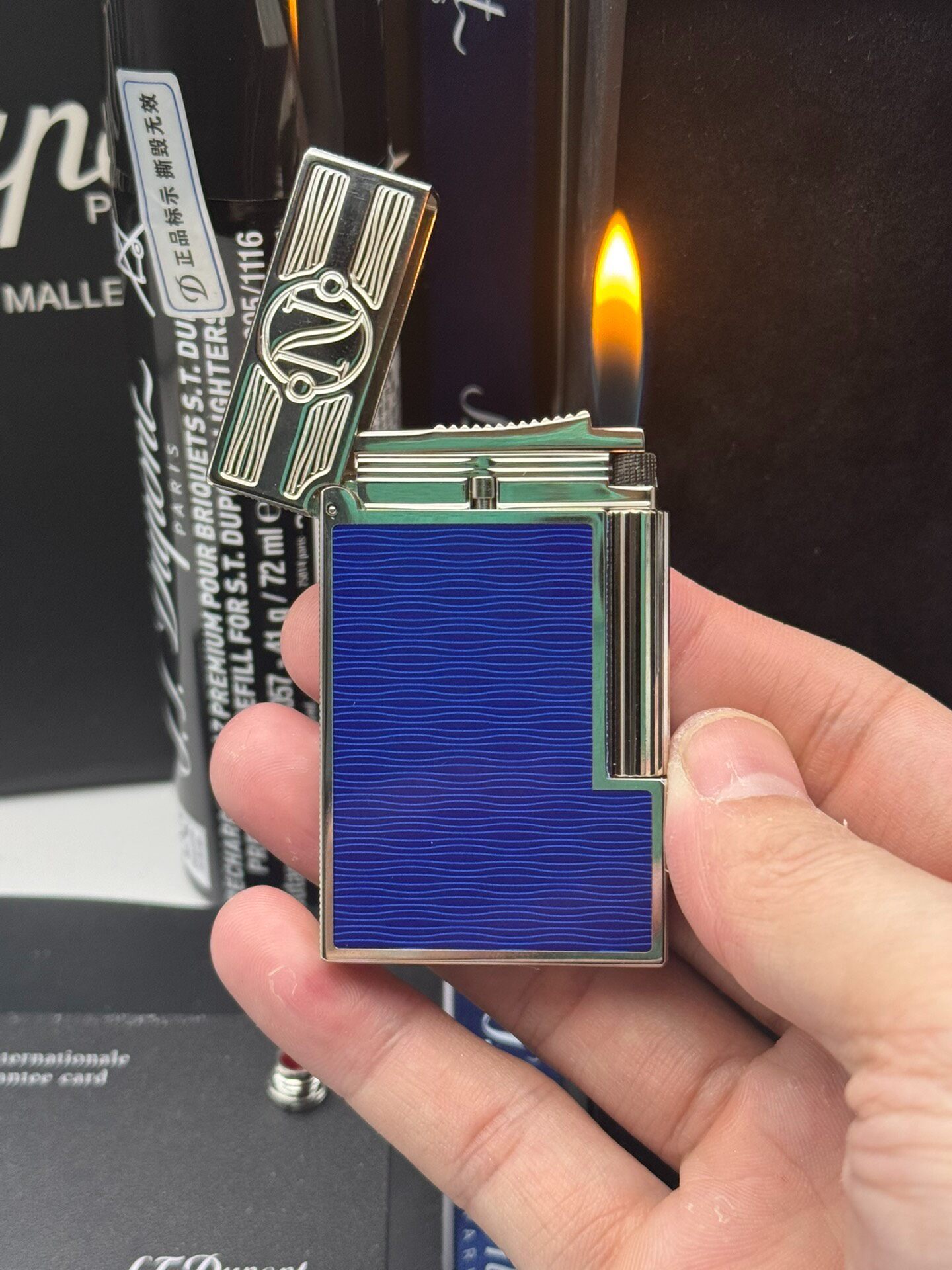 ST Dupont Ligne 2 Double Flame 20,000 Leagues Under the Seas Blue Lacquered Lighter | Luxury Collectible