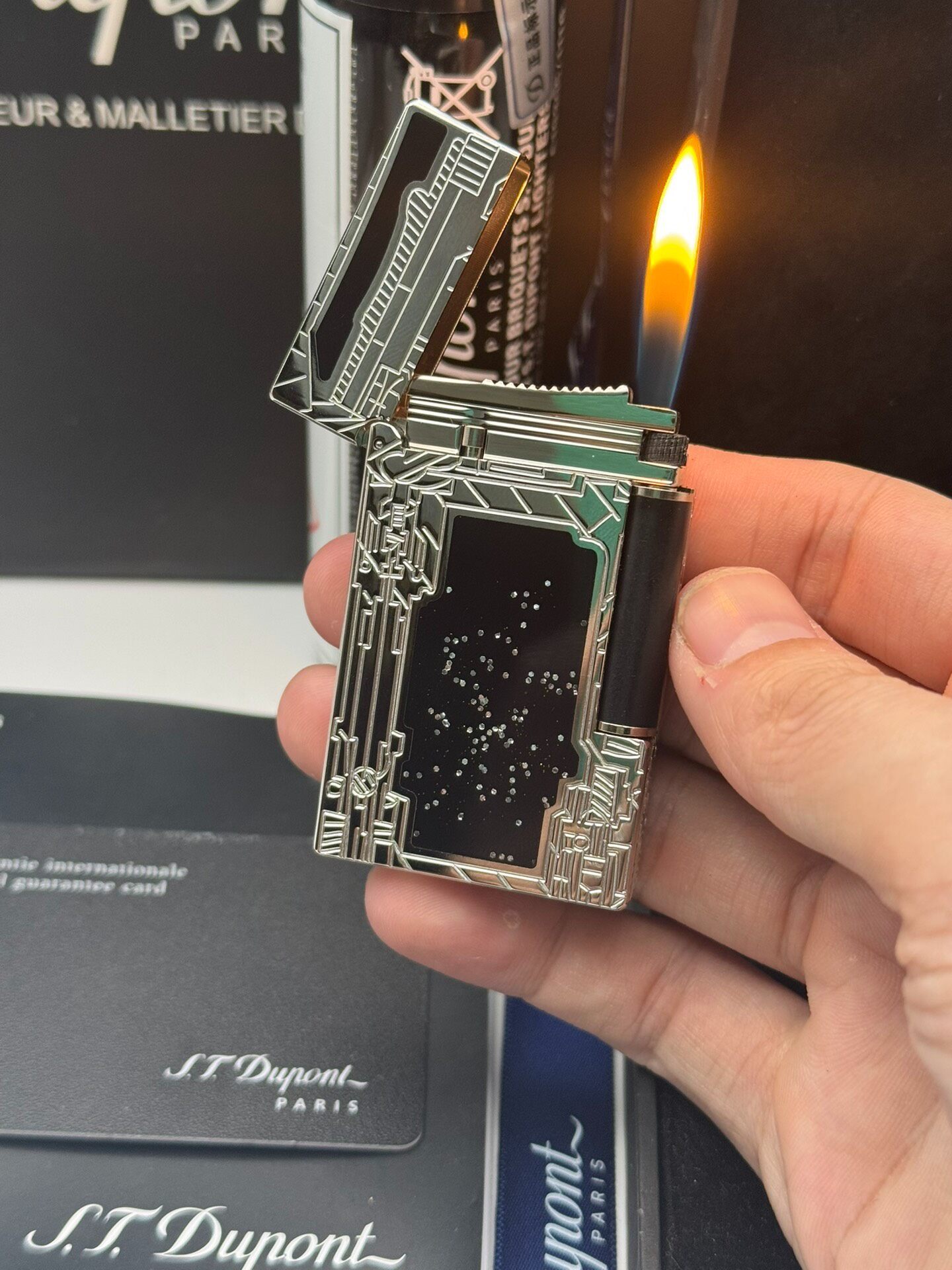 ST Dupont Line 2 2013 Limited Edition 3D Skeleton Lighter | Silver Solid Brass Butane Lighter