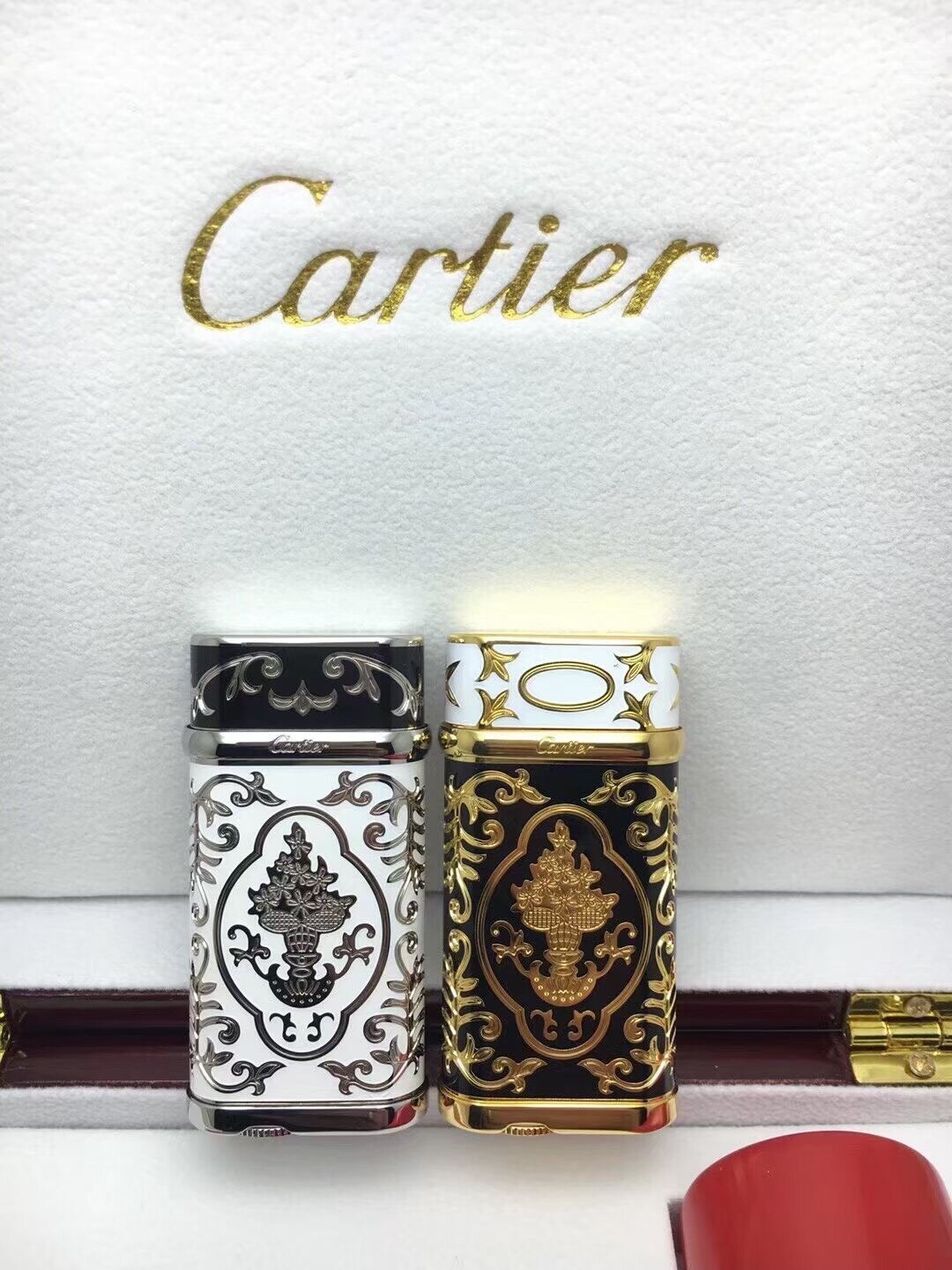 Cartier Lighter Silver & Black Royal Baroque Engraved Edition
