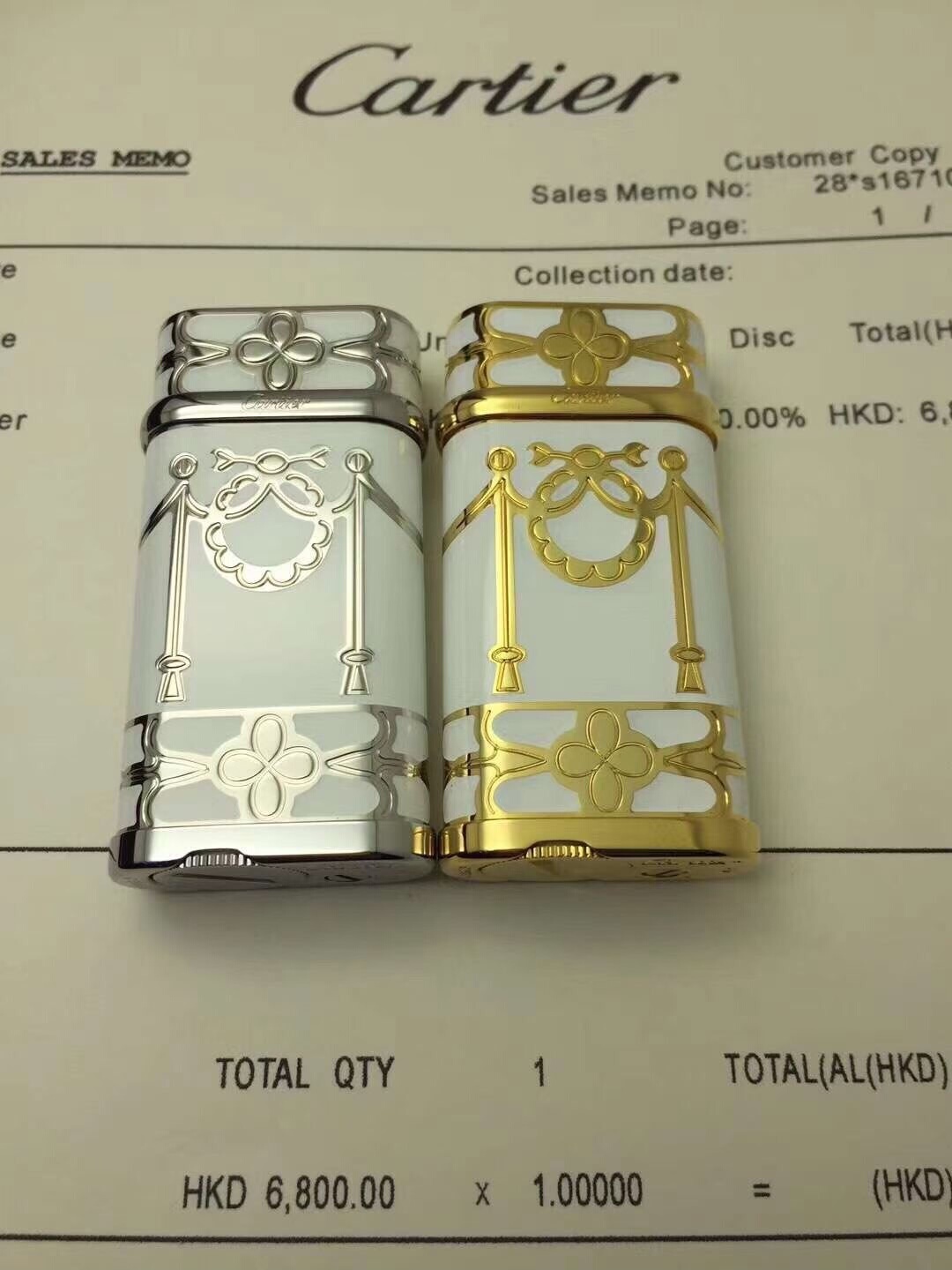 Cartier Lighter White & Gold Regal Ribbon Motif Edition