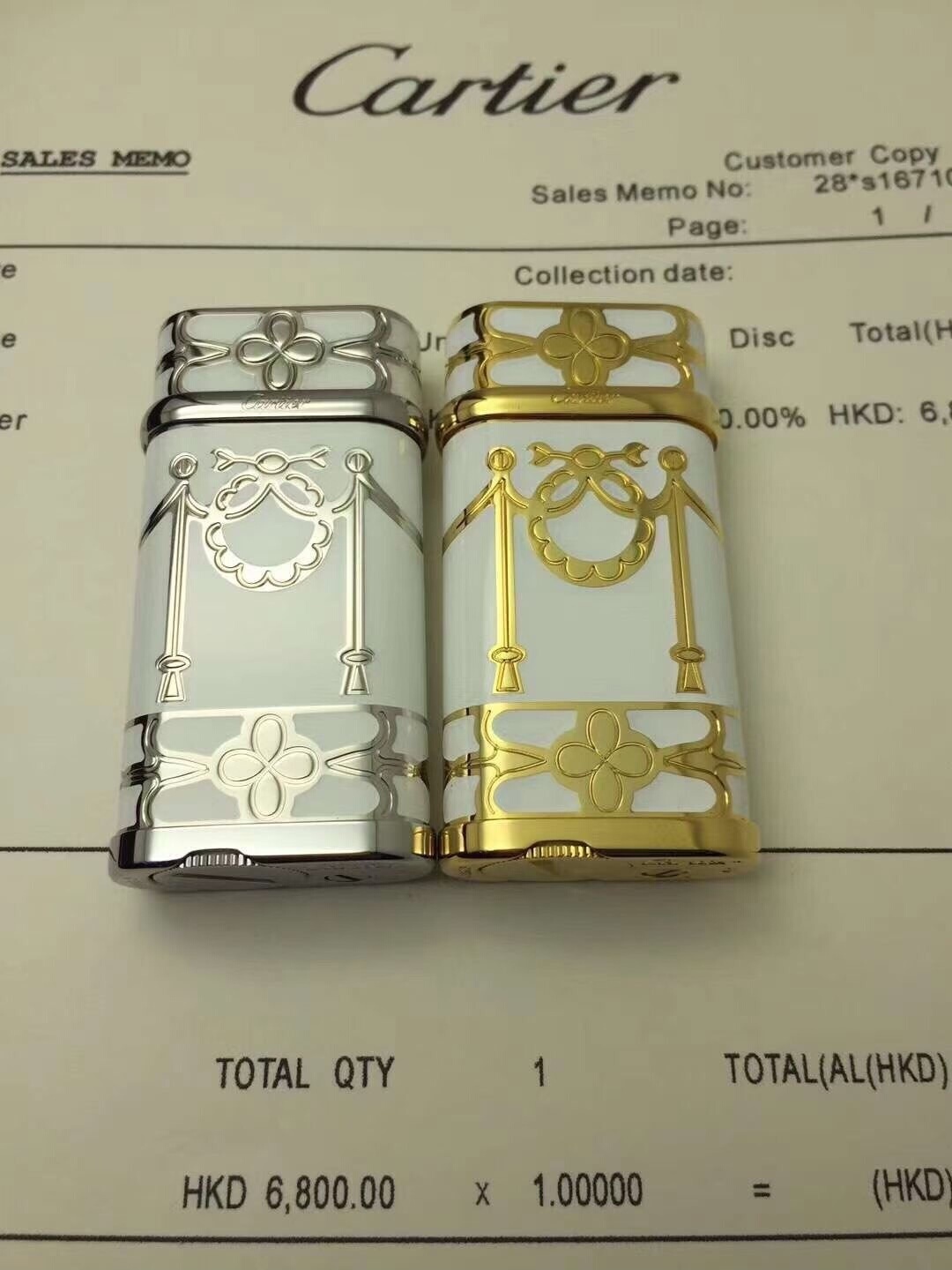 Cartier Lighter White & Gold Regal Ribbon Motif Edition