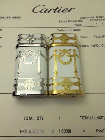 Cartier Lighter White & Gold Regal Ribbon Motif Edition