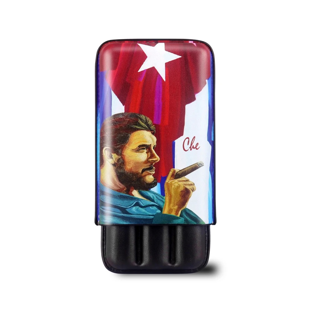 Classic 3 Cigar Case Cuba Edition Vintage Leather Cigar Holder Che Guevara Havana Churchill Travel Portable Cigar Box