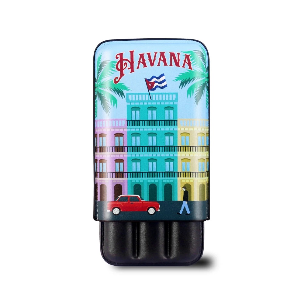 Classic 3 Cigar Case Cuba Edition Vintage Leather Cigar Holder Che Guevara Havana Churchill Travel Portable Cigar Box