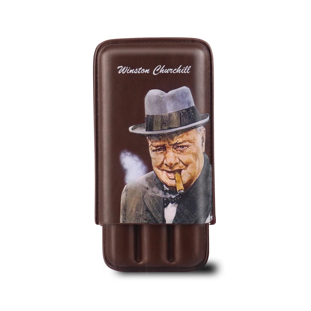 Classic 3 Cigar Case Cuba Edition Vintage Leather Cigar Holder Che Guevara Havana Churchill Travel Portable Cigar Box
