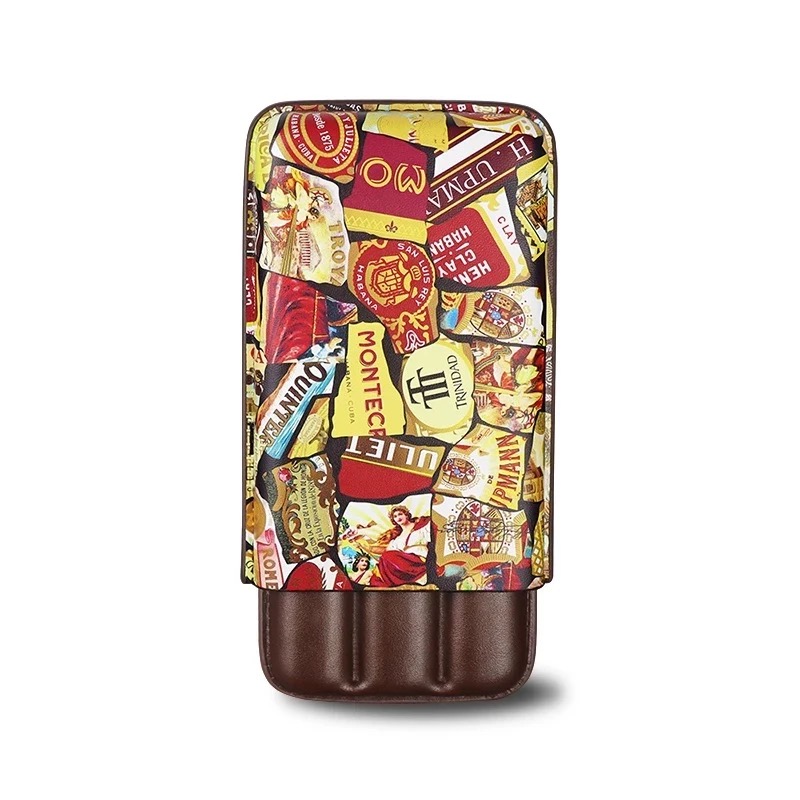 Classic 3 Cigar Case Cuba Edition Vintage Leather Cigar Holder Che Guevara Havana Churchill Travel Portable Cigar Box