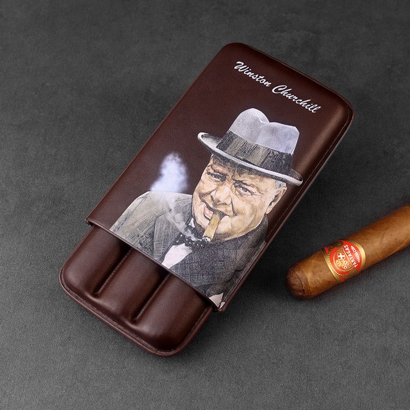 Classic 3 Cigar Case Cuba Edition Vintage Leather Cigar Holder Che Guevara Havana Churchill Travel Portable Cigar Box