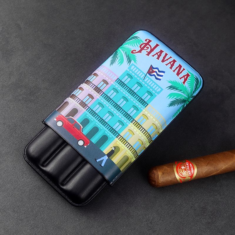 Classic 3 Cigar Case Cuba Edition Vintage Leather Cigar Holder Che Guevara Havana Churchill Travel Portable Cigar Box