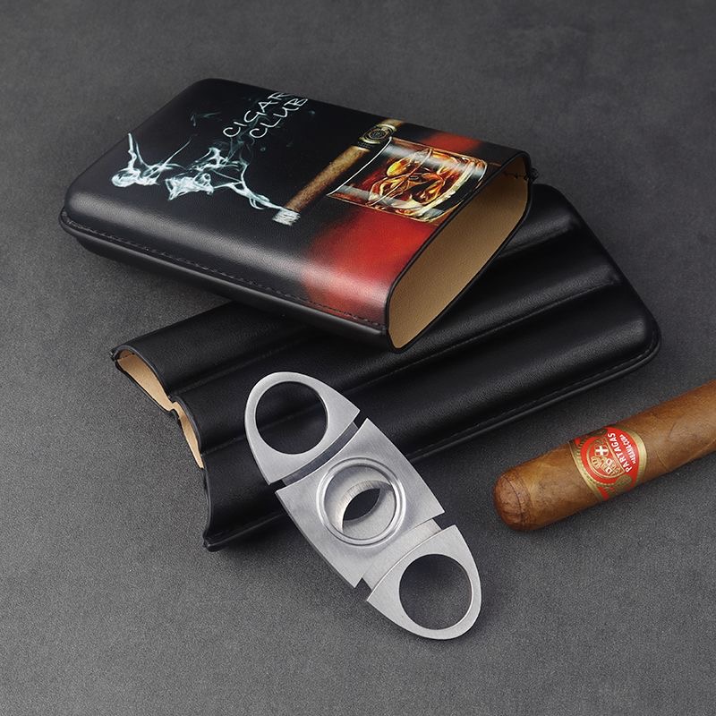 Classic 3 Cigar Case Cuba Edition Vintage Leather Cigar Holder Che Guevara Havana Churchill Travel Portable Cigar Box