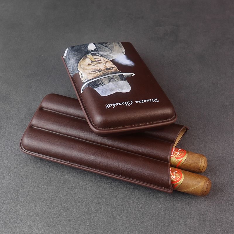 Classic 3 Cigar Case Cuba Edition Vintage Leather Cigar Holder Che Guevara Havana Churchill Travel Portable Cigar Box