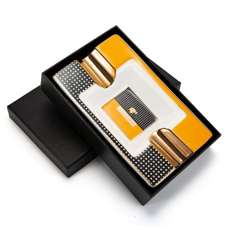 Luxury Ceramic Ashtray Large Wide Bowl Premium Tabletop Ash Tray with Gift Box