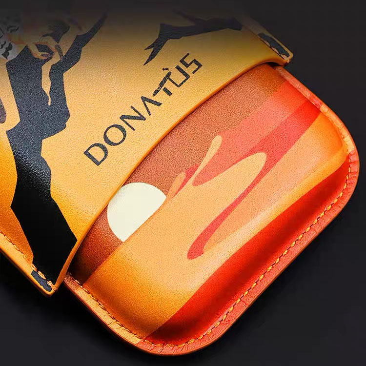 DONATUS Luxury Genuine Leather 3-Cigar Travel Case | Portable Humidor Sleeve with Humidity Protection