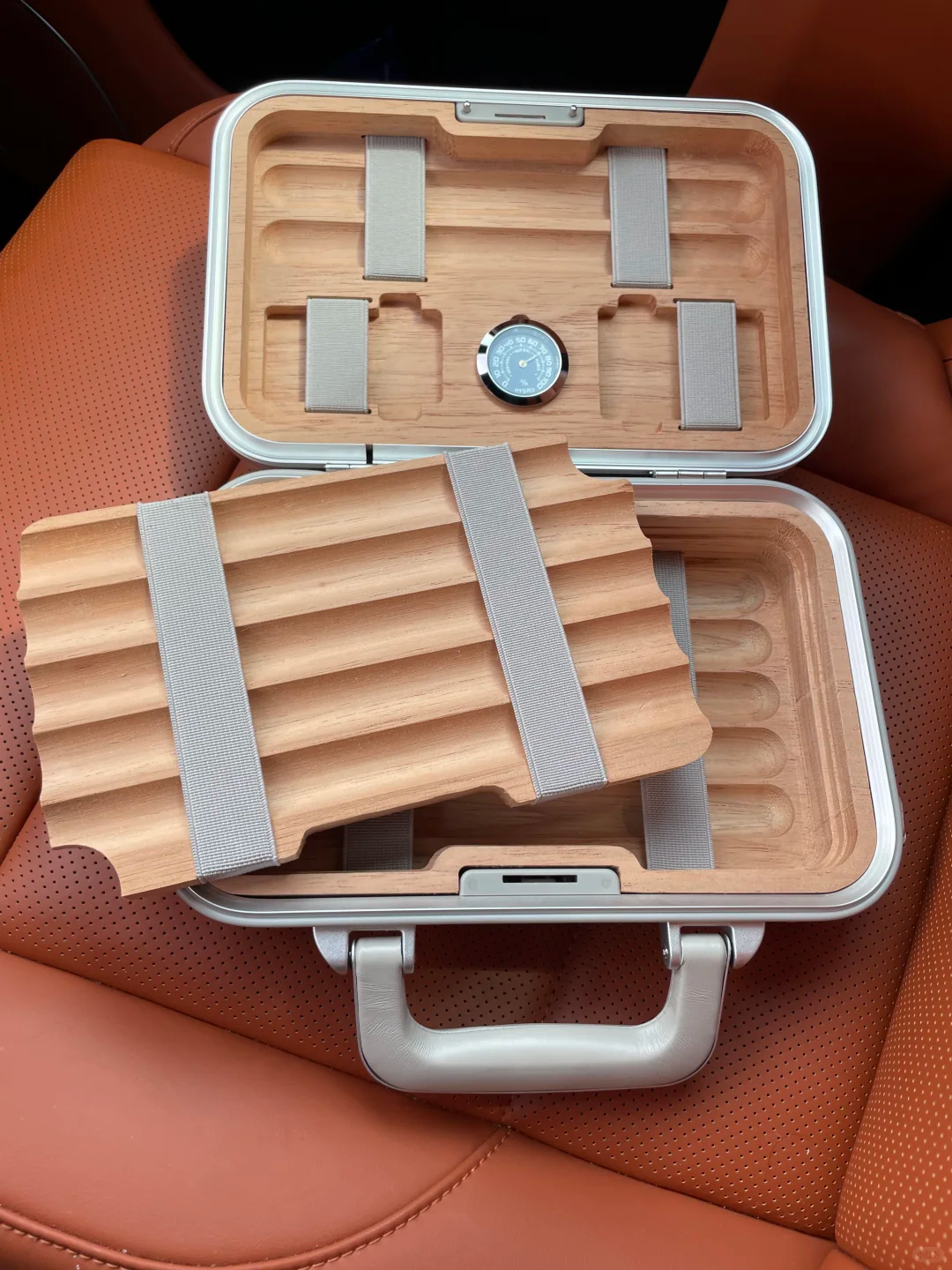3-Layer RMW Style Aluminum Magnesium Travel Storage Case | Luxury Cedar Wood Humidor Organizer