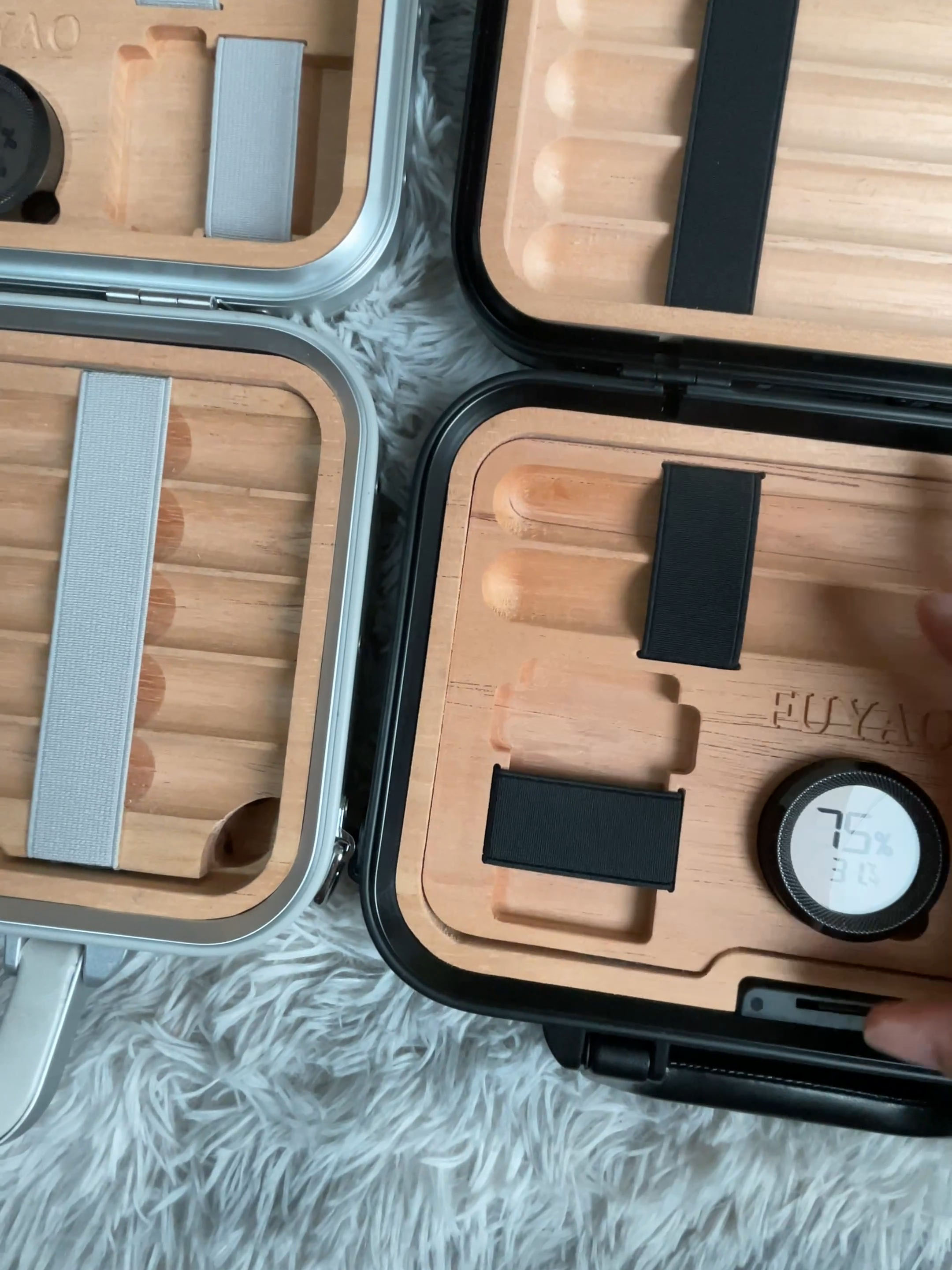 3-Layer RMW Style Aluminum Magnesium Travel Storage Case | Luxury Cedar Wood Humidor Organizer