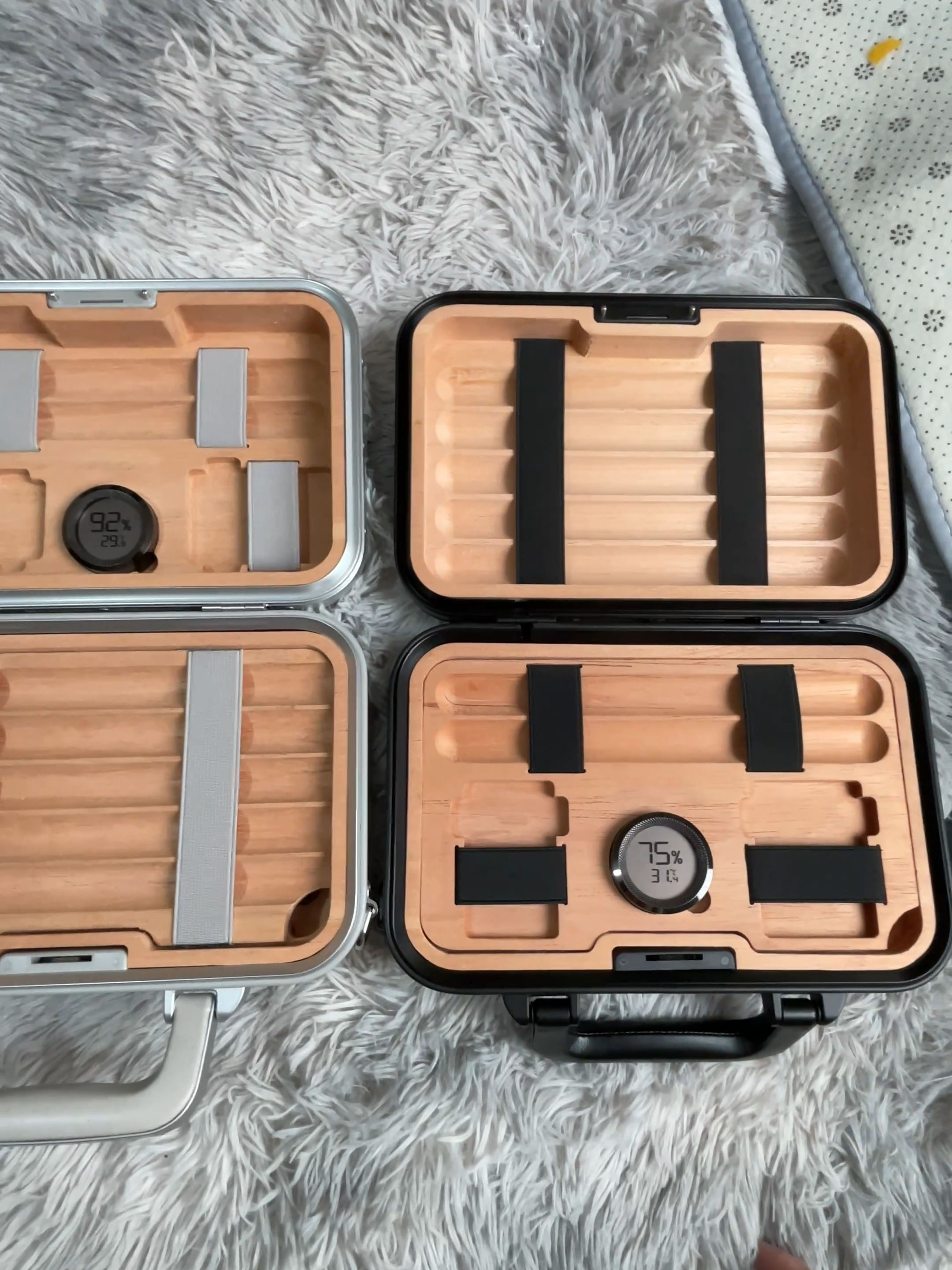 3-Layer RMW Style Aluminum Magnesium Travel Storage Case | Luxury Cedar Wood Humidor Organizer