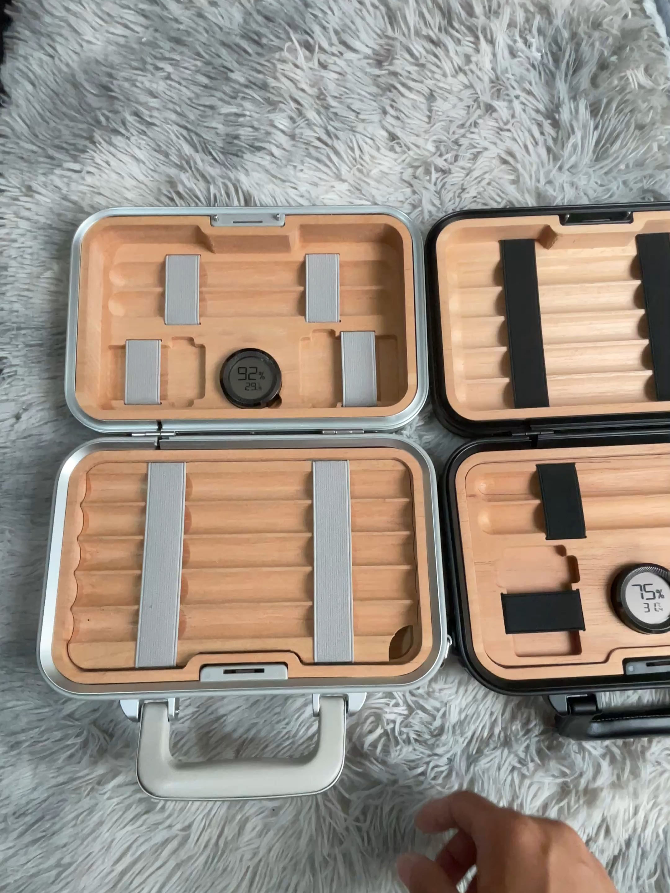3-Layer RMW Style Aluminum Magnesium Travel Storage Case | Luxury Cedar Wood Humidor Organizer