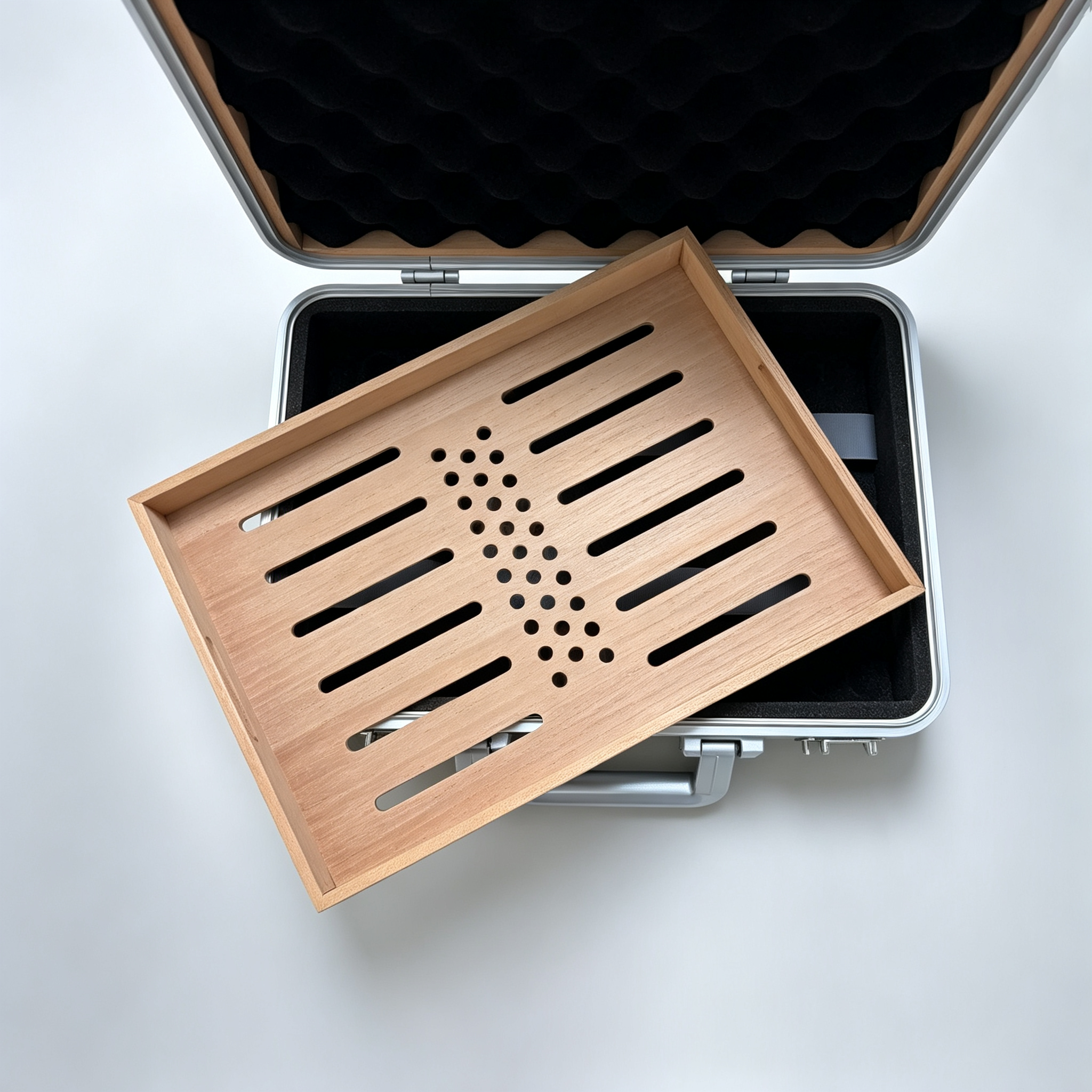 Large Aluminum Travel Humidor Case | Double Layer Luxury Storage Box