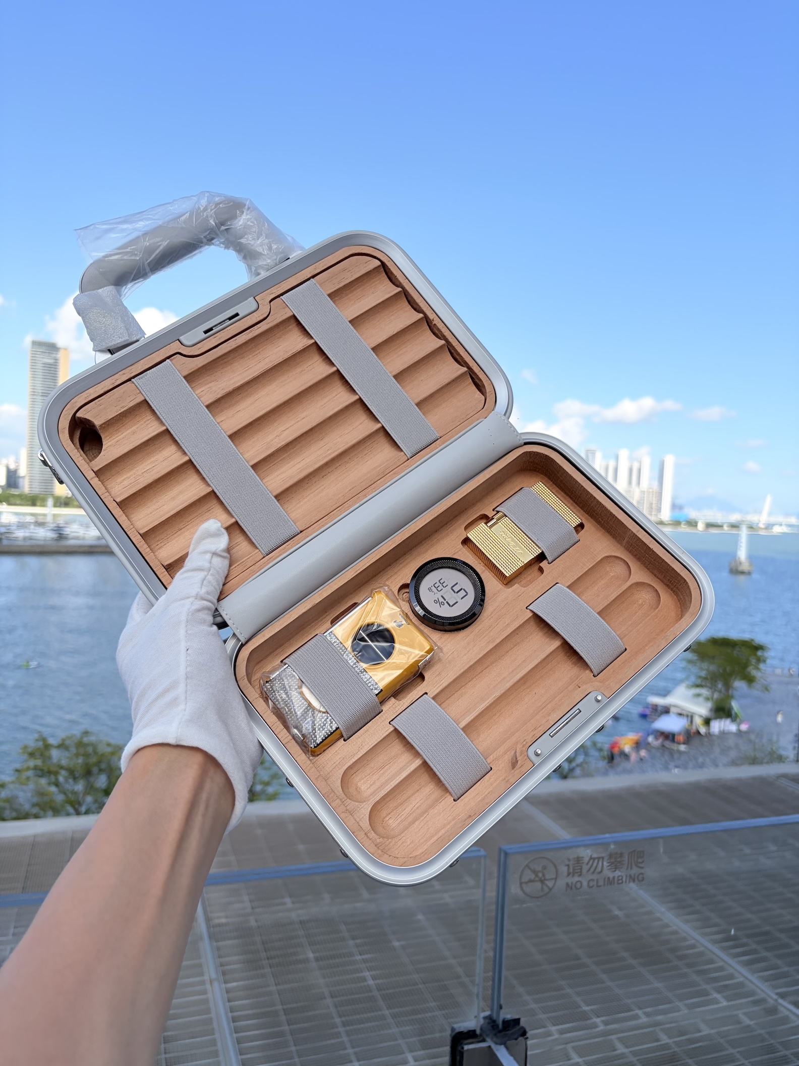 3-Layer RMW Style Aluminum Magnesium Travel Storage Case | Luxury Cedar Wood Humidor Organizer