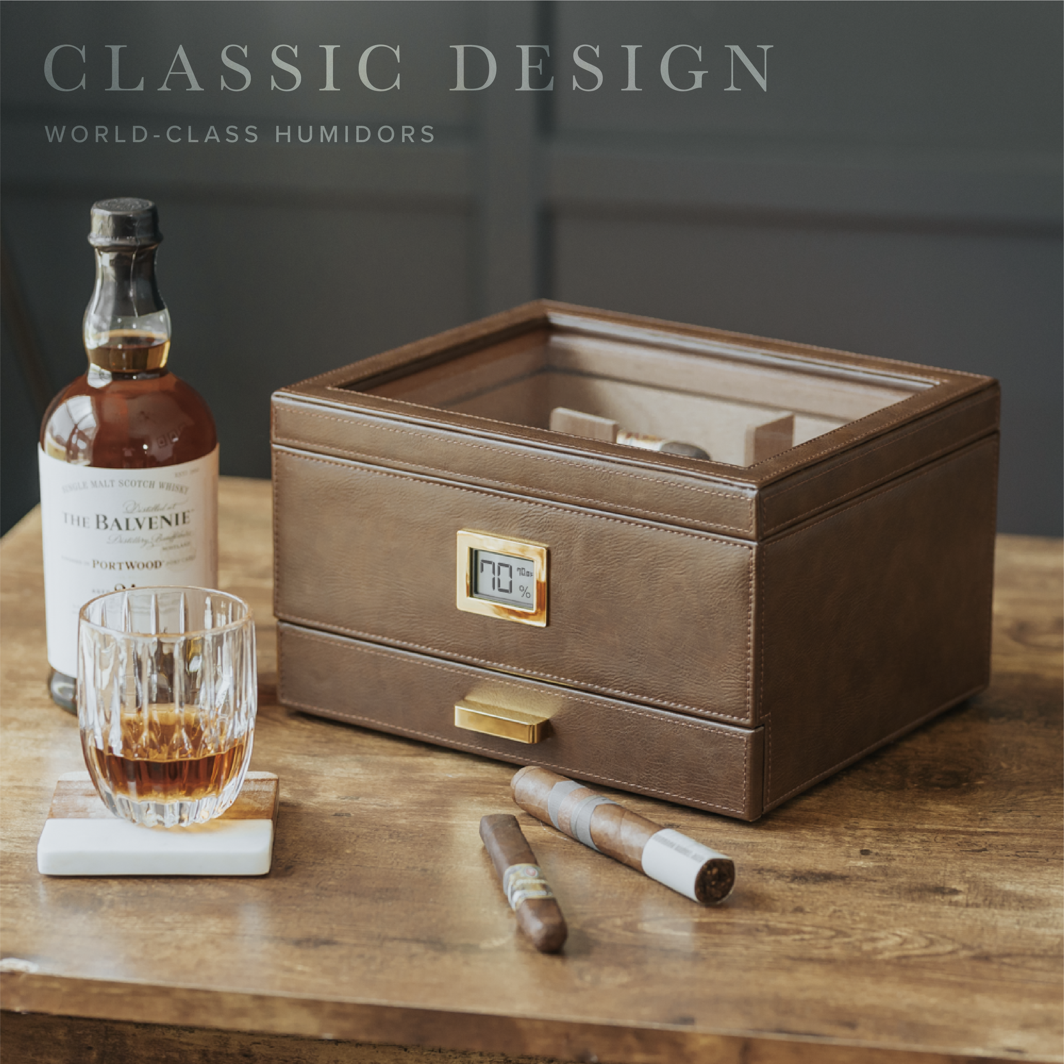 Belmont Glass Top Humidor Cigar Box