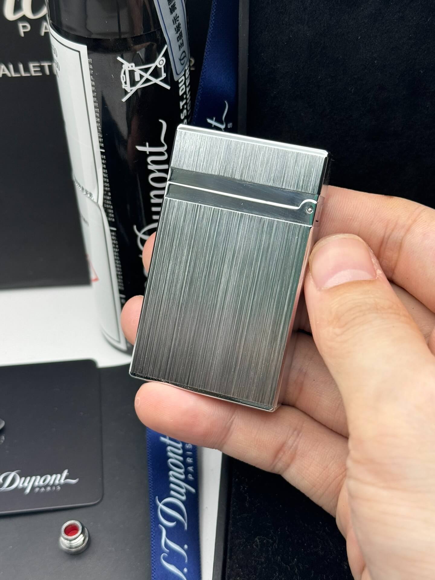 ST Dupont Ligne 2 Brushed Metal Lighter With Gift Box