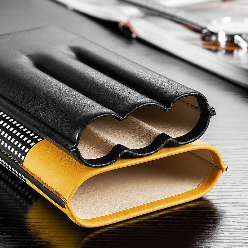 Cohiba Leather Cigar Case | Portable 3-Cigar Holder with Gift Box