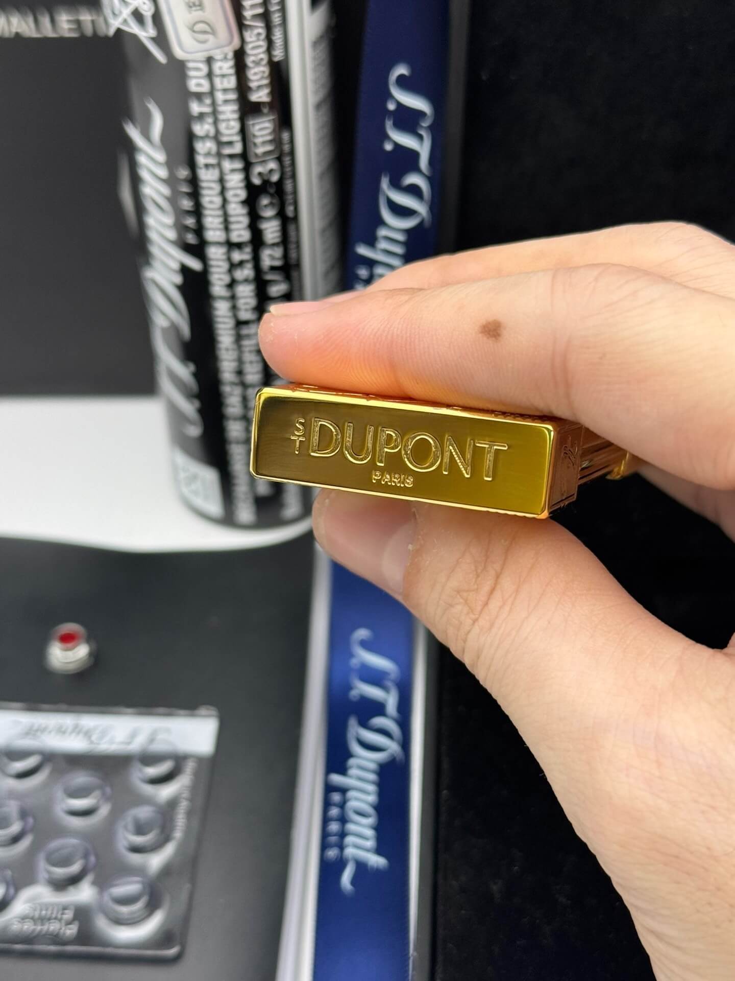ST Dupont Ligne 2 Fender Lacquered Blue & Gold Lighter