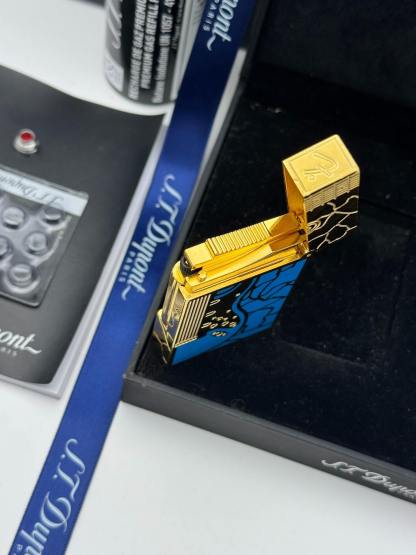 ST Dupont Ligne 2 Fender Lacquered Blue & Gold Lighter