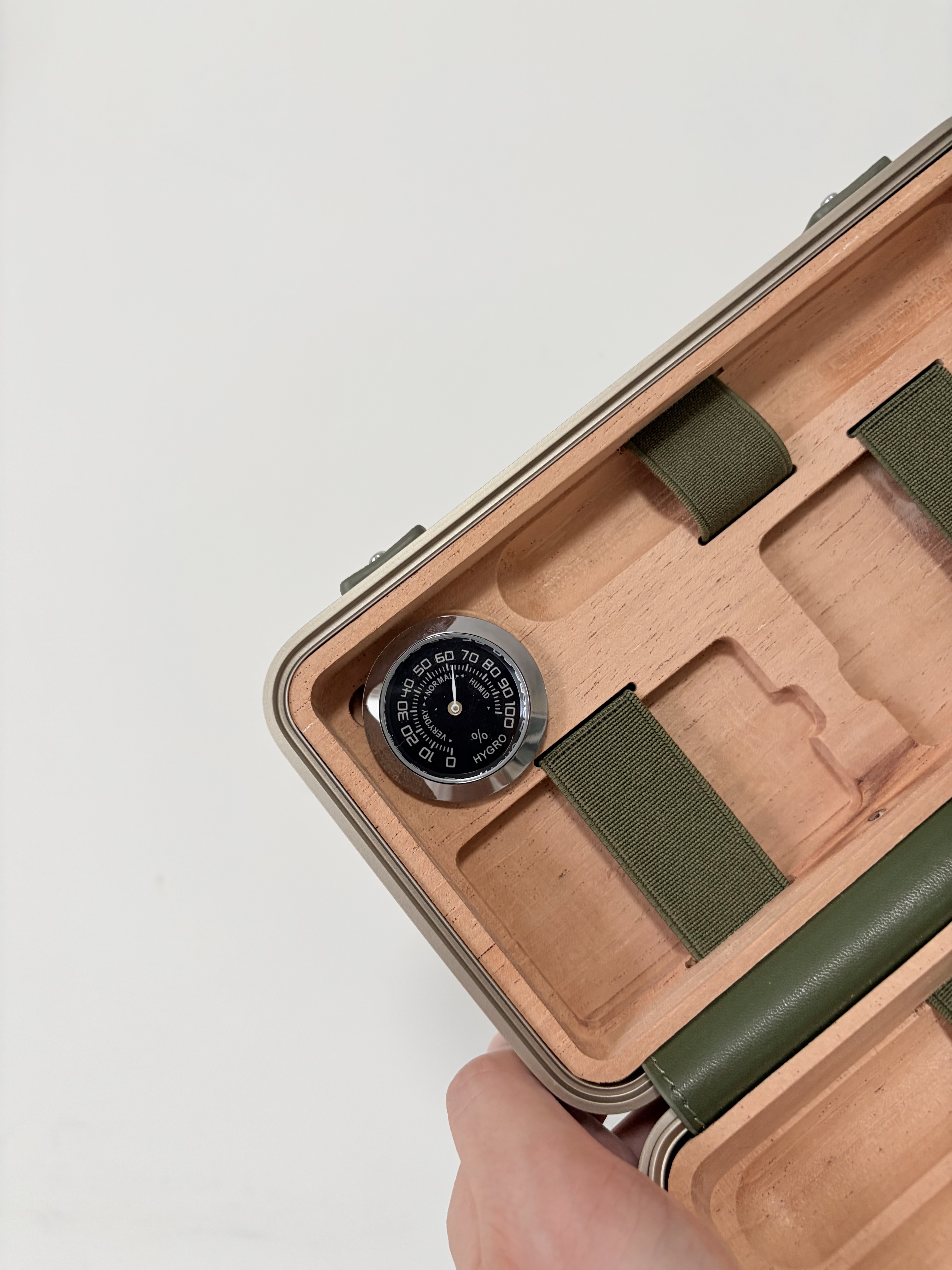 Champagne Green Luxury Cigar Travel Case – No Hygrometer RMW Style Portable Box