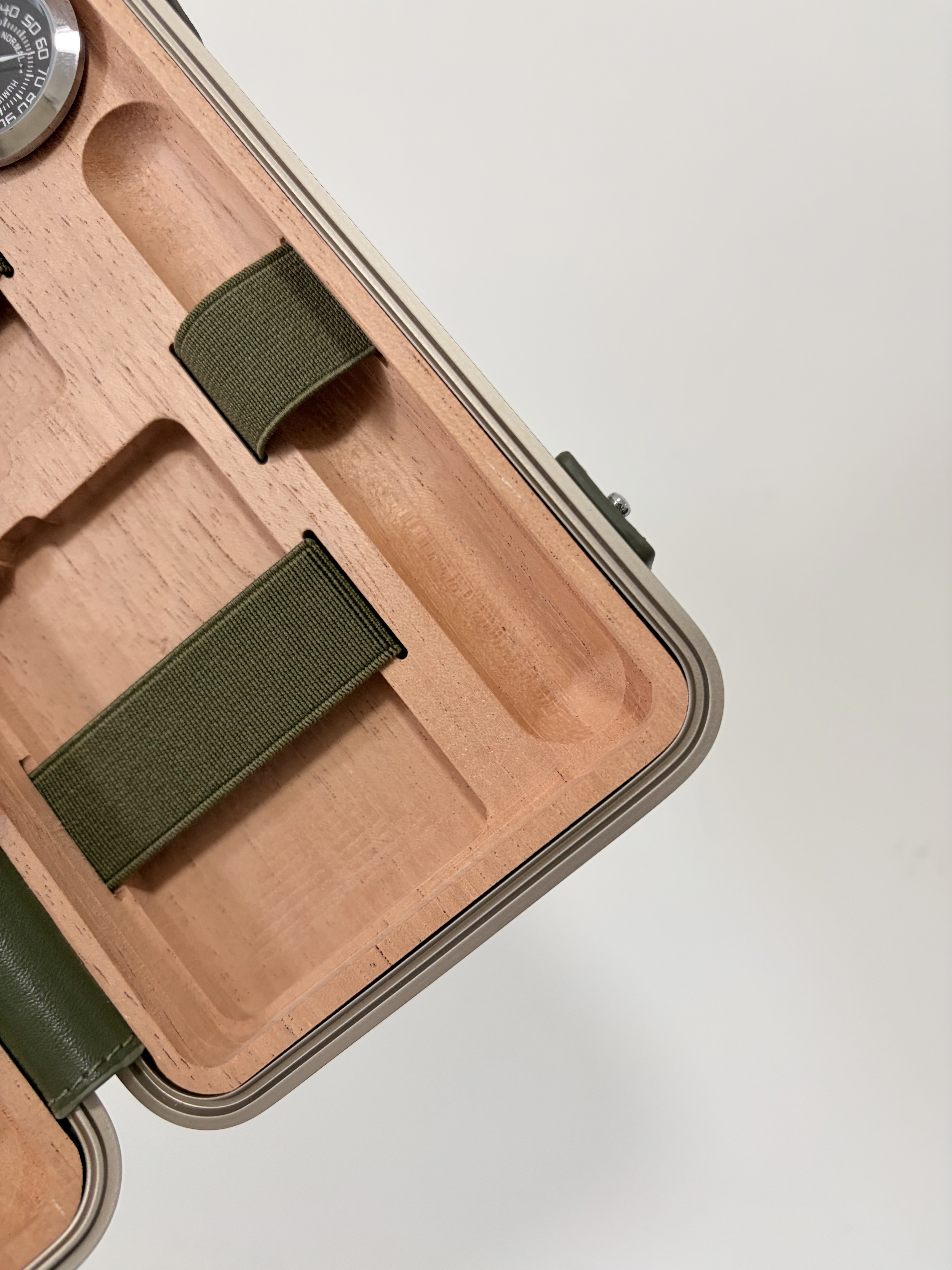 Champagne Green Luxury Cigar Travel Case – No Hygrometer RMW Style Portable Box