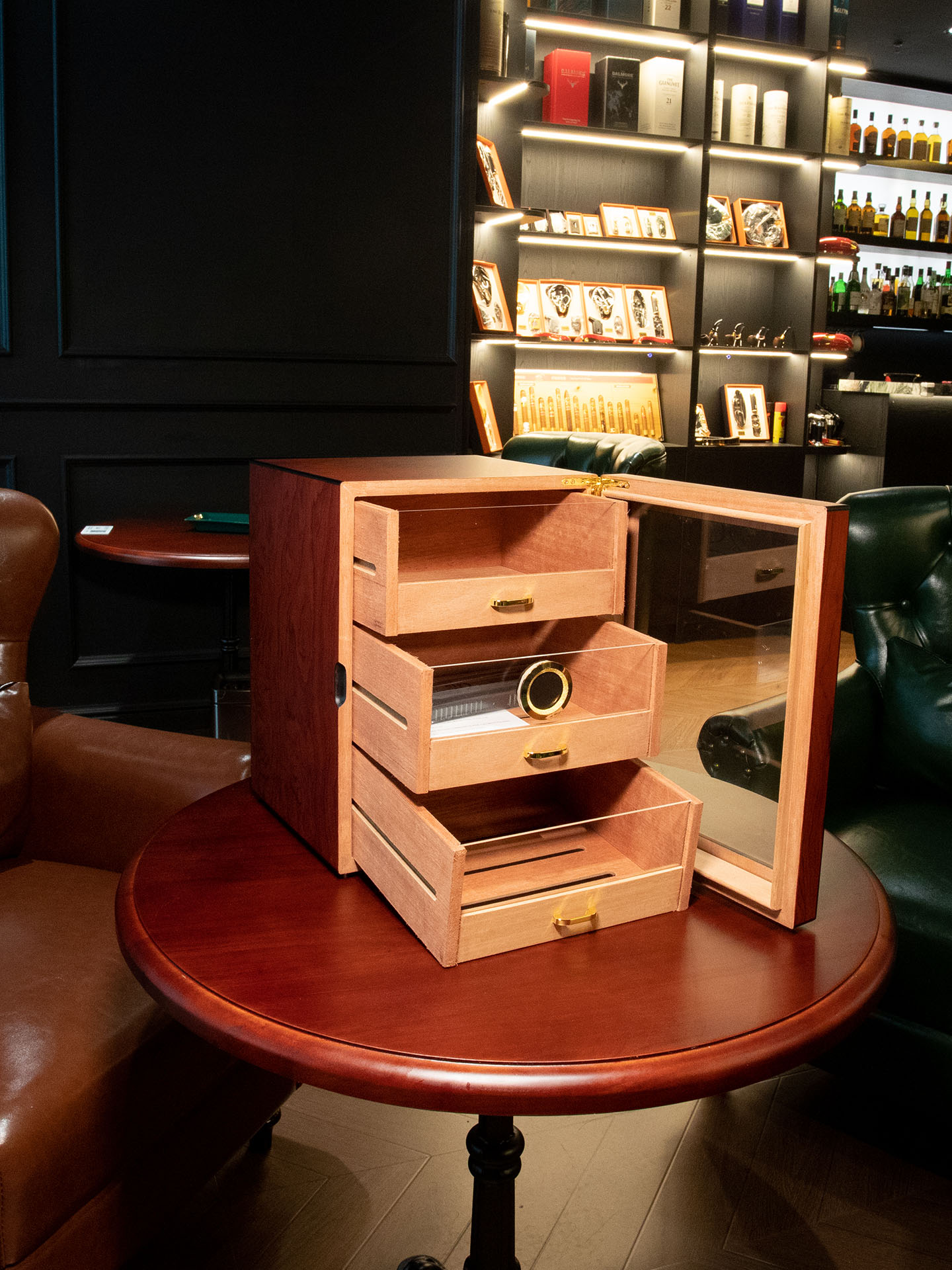 3-Drawer Wooden Humidor Cabinet