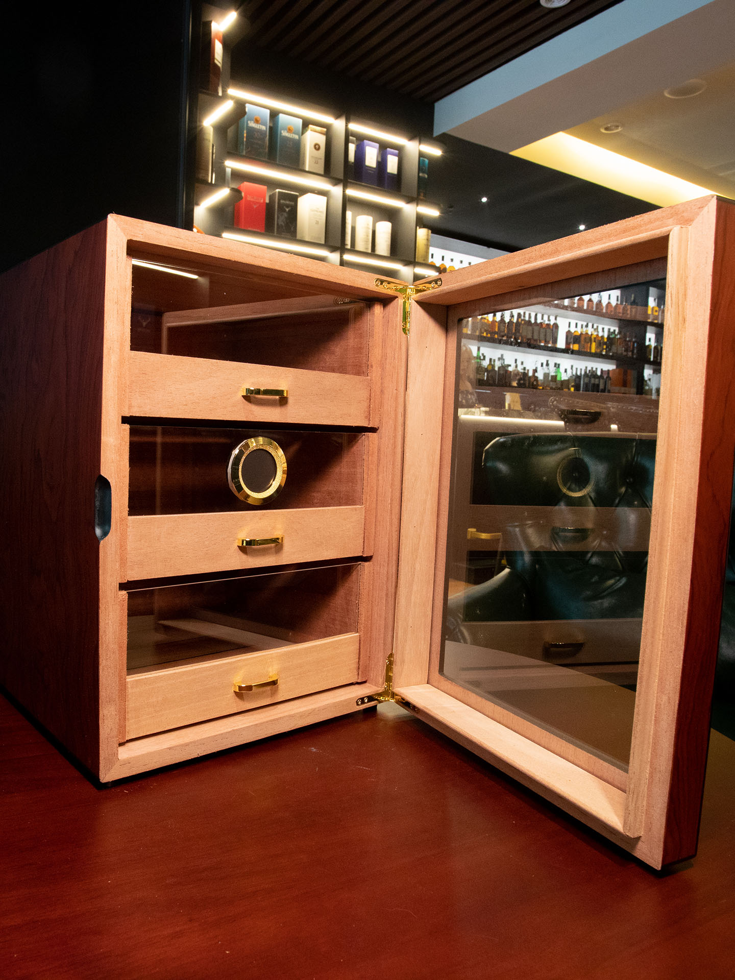 3-Drawer Wooden Humidor Cabinet