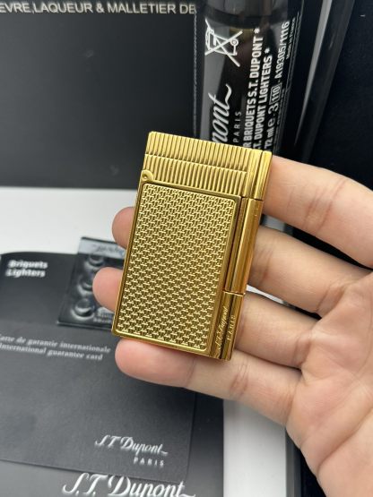ST Dupont Ligne 2 New Gatsby Bamboo Pattern Butane Lighter | Gold Luxury Collectible